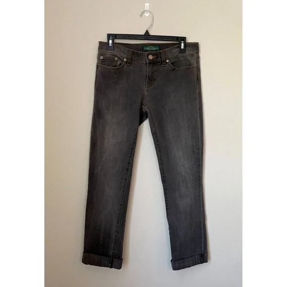 Lauren Ralph Lauren Womens Sz 4 Modern Straight Low Rise Cuffed Denim Gray Jeans - Picture 1 of 16